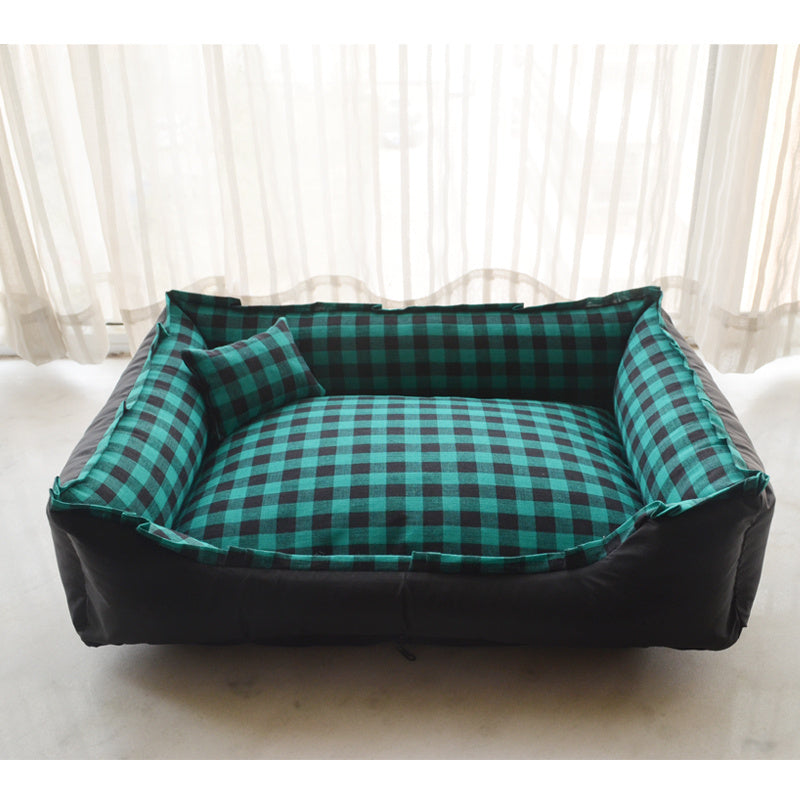Plaid Lace Pet Bed — Soft & Washable, 6 Colors