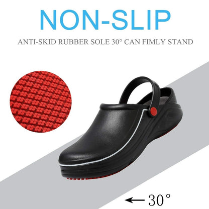 Non-Slip Chef Kitchen Shoes – Oil & Waterproof Work Clogs | Black & White