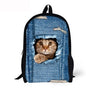 Kids' 3D Cat Denim Backpack – Cute Animal School Bag for Boys & Girls