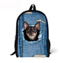 Kids' 3D Cat Denim Backpack – Cute Animal School Bag for Boys & Girls