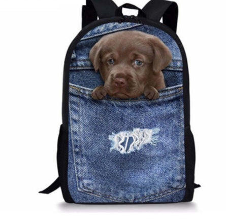 Kids' 3D Cat Denim Backpack – Cute Animal School Bag for Boys & Girls