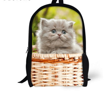 Kids' 3D Cat Denim Backpack – Cute Animal School Bag for Boys & Girls