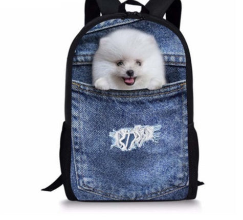 Kids' 3D Cat Denim Backpack – Cute Animal School Bag for Boys & Girls