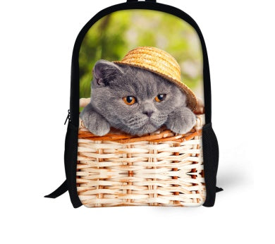 Kids' 3D Cat Denim Backpack – Cute Animal School Bag for Boys & Girls