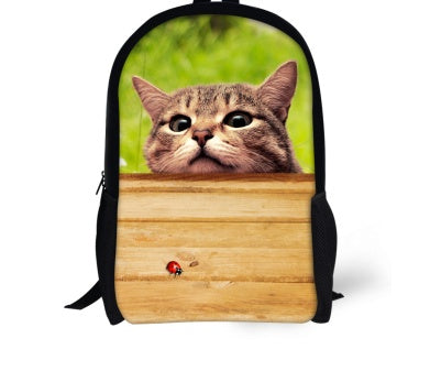 Kids' 3D Cat Denim Backpack – Cute Animal School Bag for Boys & Girls