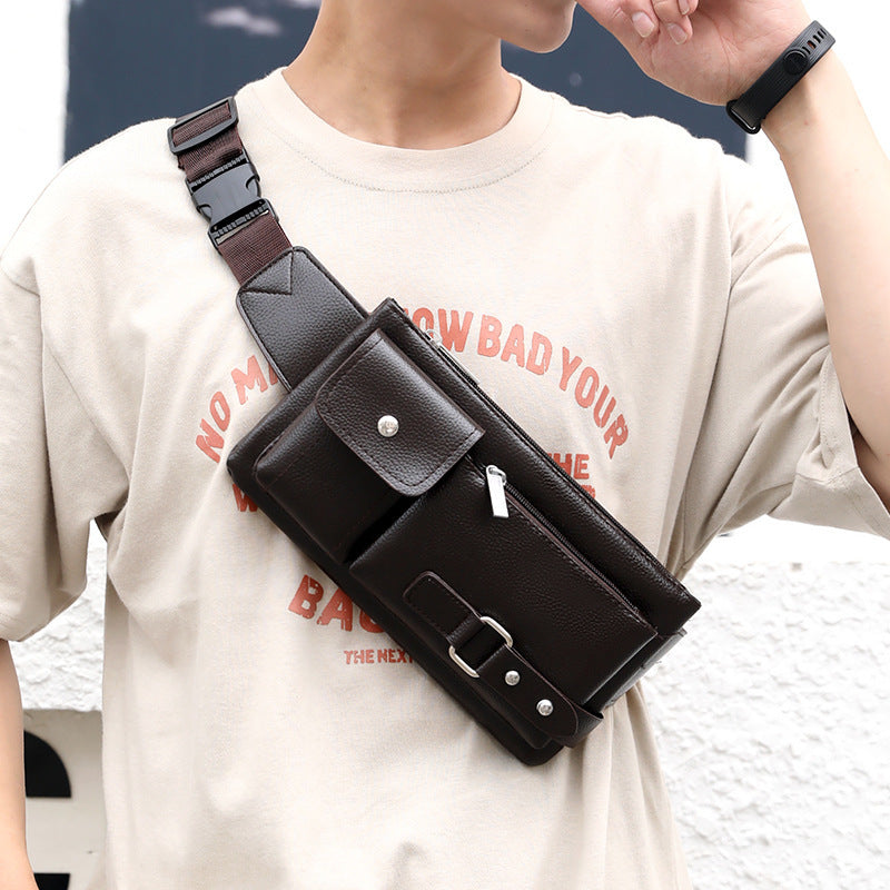 PU Leather Chest Bag – Men’s Waist Bag & Fanny Pack for Travel & Outdoors
