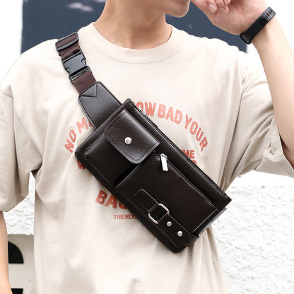 PU Leather Chest Bag – Men’s Waist Bag & Fanny Pack for Travel & Outdoors