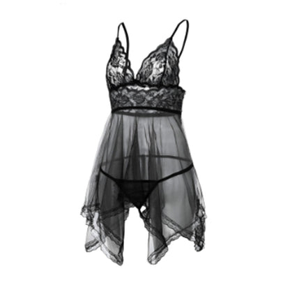 Women's Lace Front Slit Lingerie Mini Skirt – Sexy Nightdress, S–4XL | Black Purple Red Wine Red