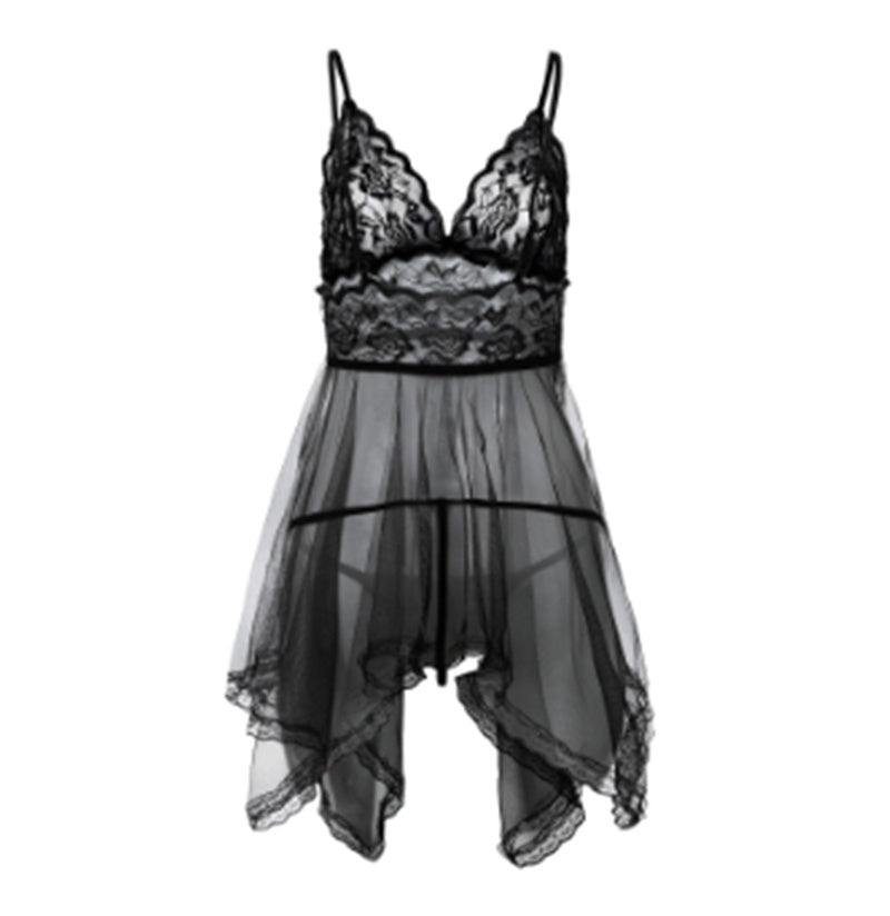 Women's Lace Front Slit Lingerie Mini Skirt – Sexy Nightdress, S–4XL | Black Purple Red Wine Red