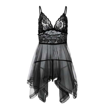 Women's Lace Front Slit Lingerie Mini Skirt – Sexy Nightdress, S–4XL | Black Purple Red Wine Red