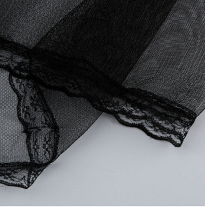 Women's Lace Front Slit Lingerie Mini Skirt – Sexy Nightdress, S–4XL | Black Purple Red Wine Red