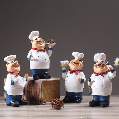 Chef Figurine Kitchen Decor – Resin Chef Statue Ornament for Home & Restaurant