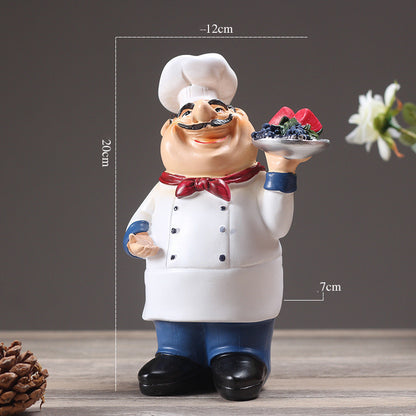 Chef Figurine Kitchen Decor – Resin Chef Statue Ornament for Home & Restaurant