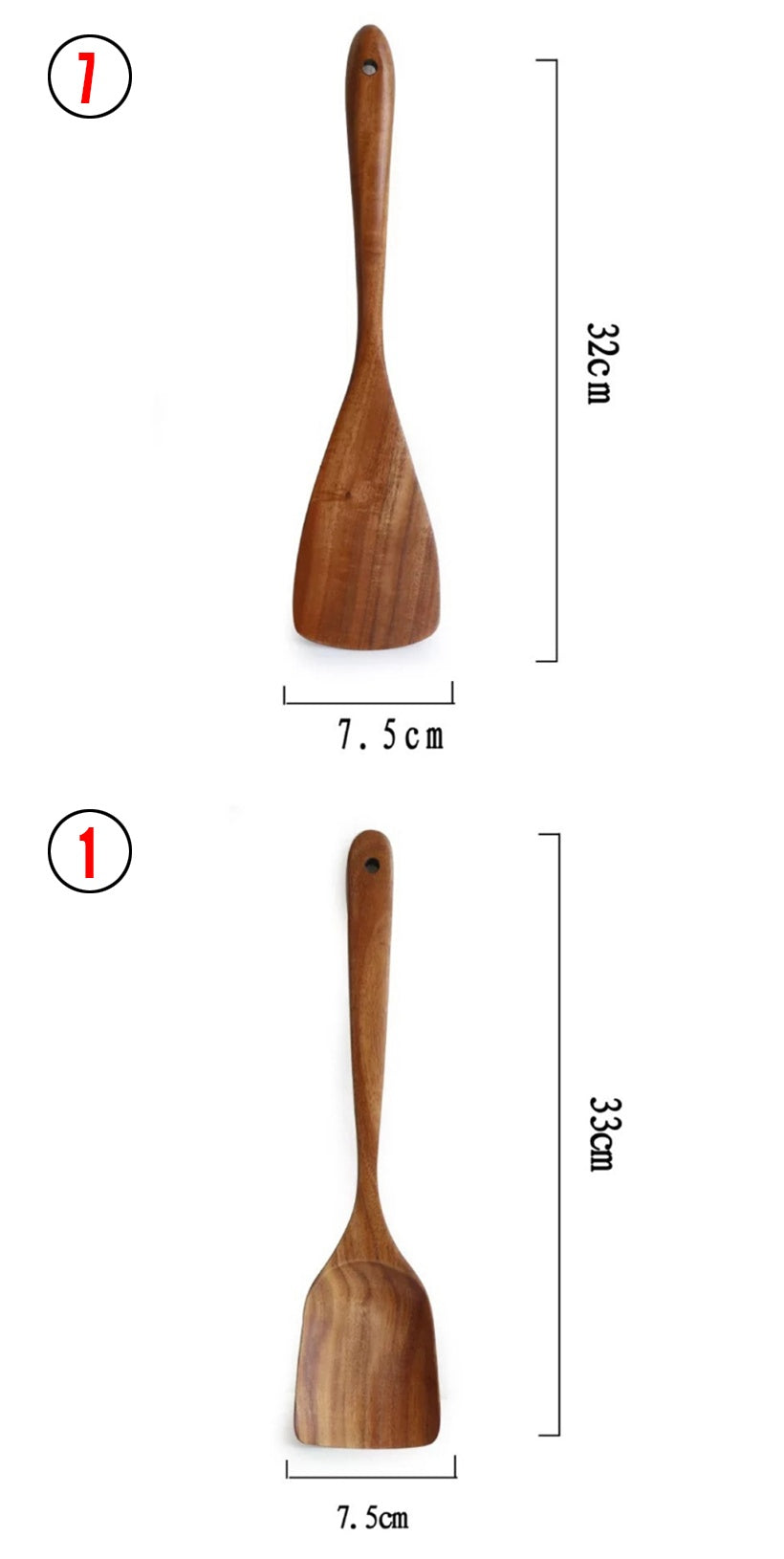 Wooden spatula with measurements on a white background