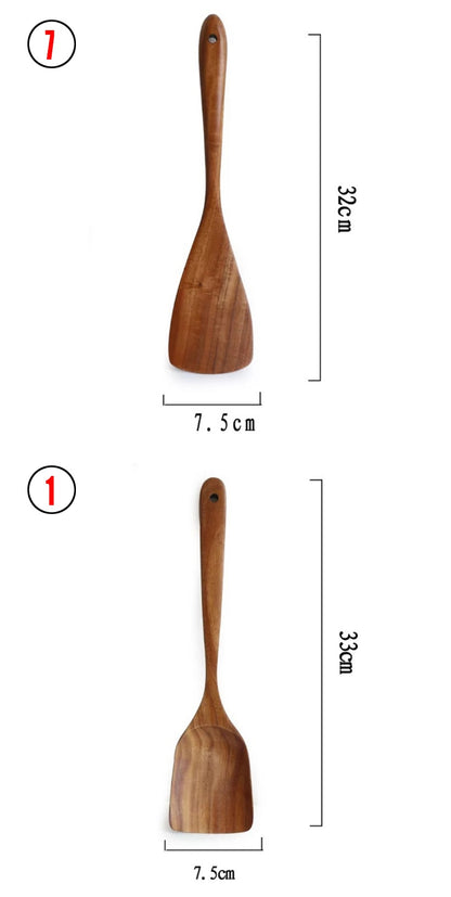 Wooden spatula with measurements on a white background