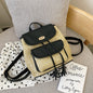 Straw Woven Mini Backpack with PU Leather Trim & Tassel Detail