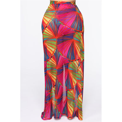 Colorful patterned skirt on a white background