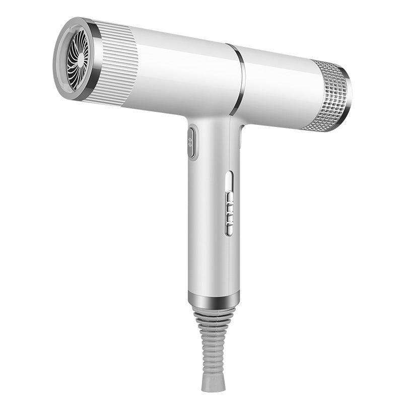 White hair dryer on a white background