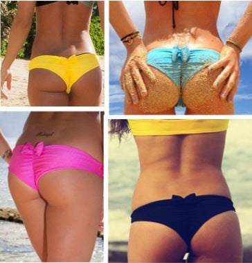 Bow-Detail Low-Waist Bikini Swim Shorts
