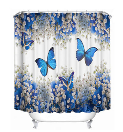 Botanical Shower Curtain & Bath Mat Set – 4-Piece Waterproof Polyester Bathroom Set