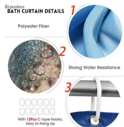 Botanical Shower Curtain & Bath Mat Set – 4-Piece Waterproof Polyester Bathroom Set