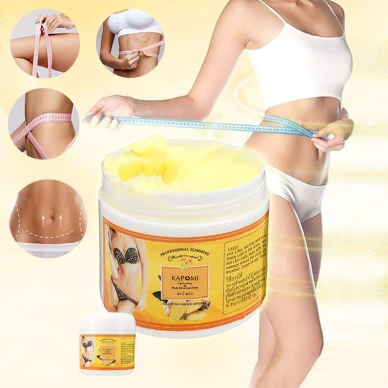 Product packaging with a jar and small container against a light yellow background.