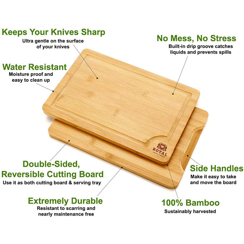 Bamboo Cutting Board Set — 3-Piece Rectangle
