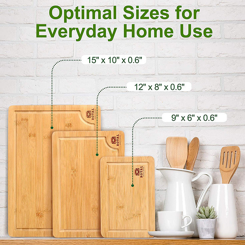 Bamboo Cutting Board Set — 3-Piece Rectangle