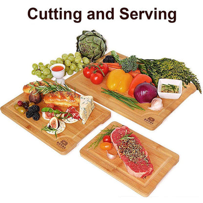 Bamboo Cutting Board Set — 3-Piece Rectangle