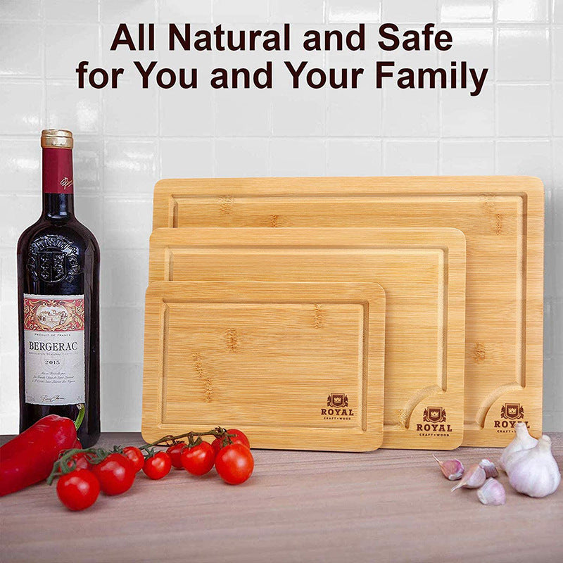 Bamboo Cutting Board Set — 3-Piece Rectangle