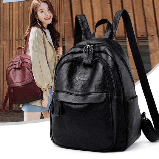 Women's Soft Leather Fashion Backpack – Chic & Lightweight | 2 Colors
