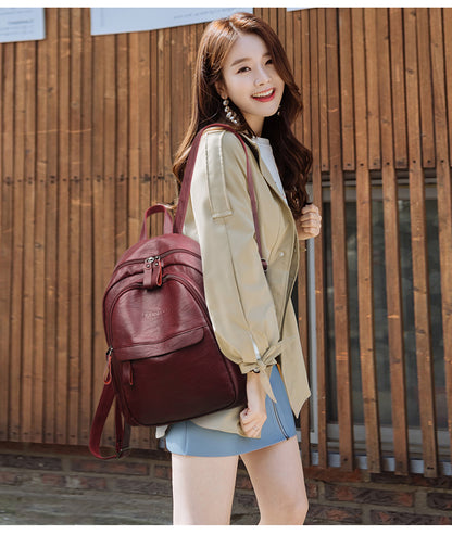 Women's Soft Leather Fashion Backpack – Chic & Lightweight | 2 Colors