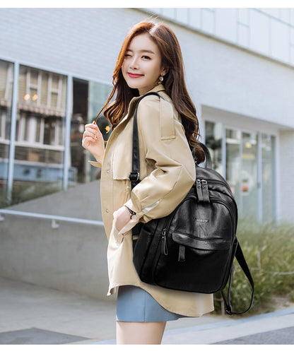 Women's Soft Leather Fashion Backpack – Chic & Lightweight | 2 Colors