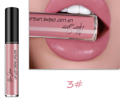 Pink lip gloss with close-up of lips applying the lip gloss.