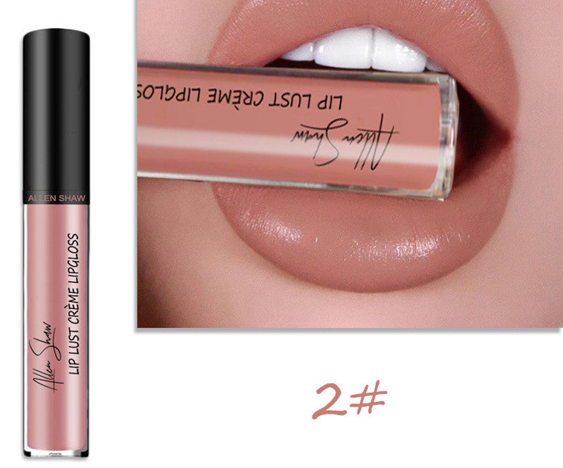 Lip gloss with close-up of lips wearing the color