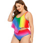 Women's Plus Size Rainbow Gradient Split Swimsuit | Colorful Two-Piece