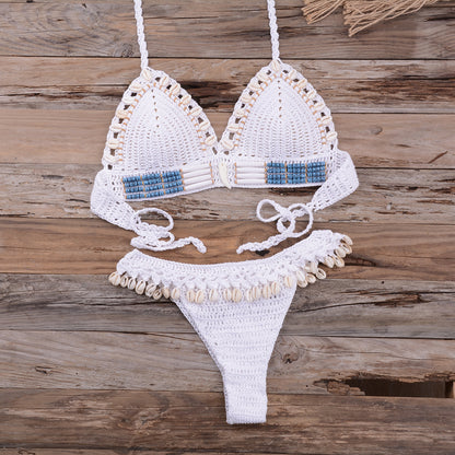 Women's Retro Knitted Bikini Set | Crochet-Style Two-Piece Swimsuit