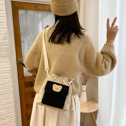 Women's Plush Crossbody Bag – Soft Lamb Cashmere Mini Square Purse
