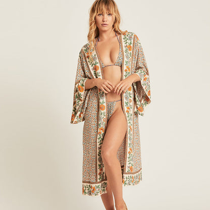 Women's Printed Beach Kaftan Cover-Up Robe