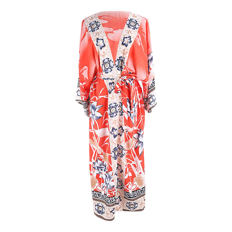 Women's Printed Beach Kaftan Cover-Up Robe