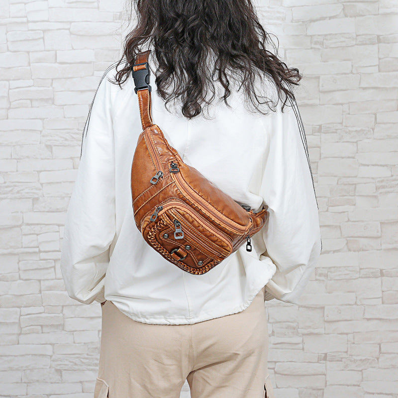 PU Leather Rivet Fanny Pack – Women’s Designer Waist Bag & Belt Bag