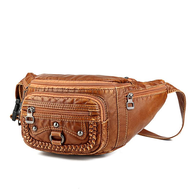 PU Leather Rivet Fanny Pack – Women’s Designer Waist Bag & Belt Bag
