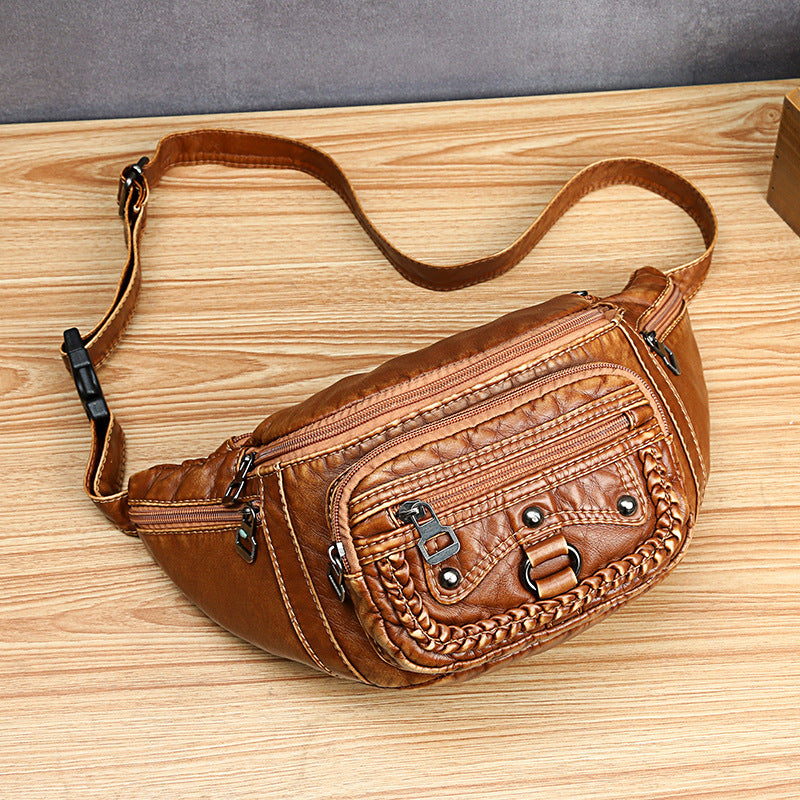 PU Leather Rivet Fanny Pack – Women’s Designer Waist Bag & Belt Bag