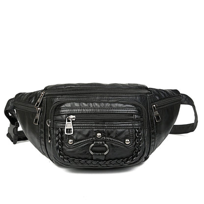 PU Leather Rivet Fanny Pack – Women’s Designer Waist Bag & Belt Bag