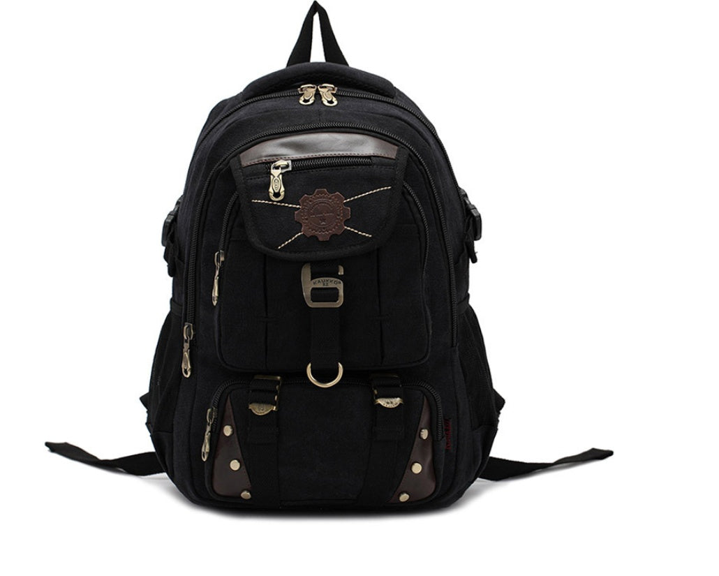Large Canvas Travel Backpack – 20–35L, Laptop Compartment & Air Cushion Straps