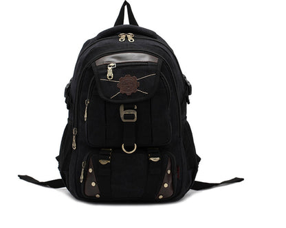 Large Canvas Travel Backpack – 20–35L, Laptop Compartment & Air Cushion Straps