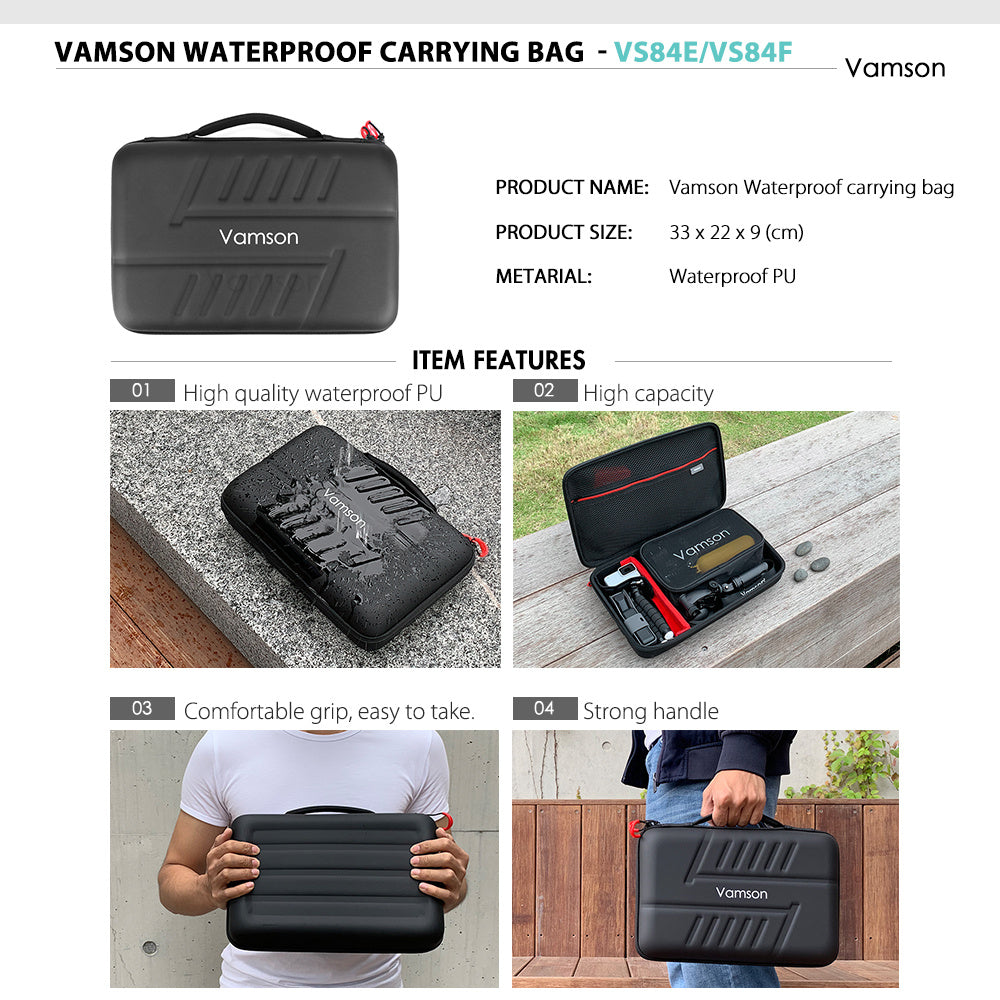 Vamson Waterproof Carrying Bag with product features and usage examples.