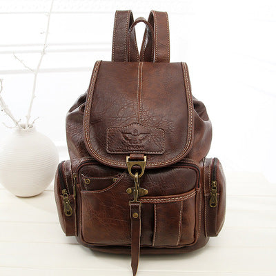Vintage PU Leather Backpack – Spacious, Retro Style for Work, School & Travel