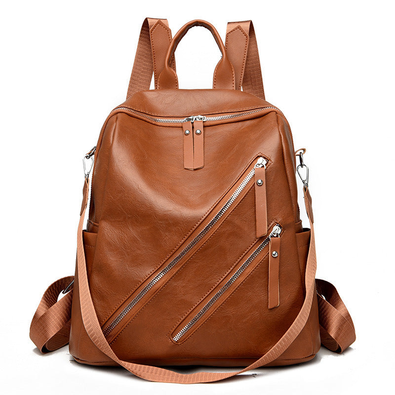 Women's Soft PU Leather Leisure Backpack – Waterproof Everyday Bag
