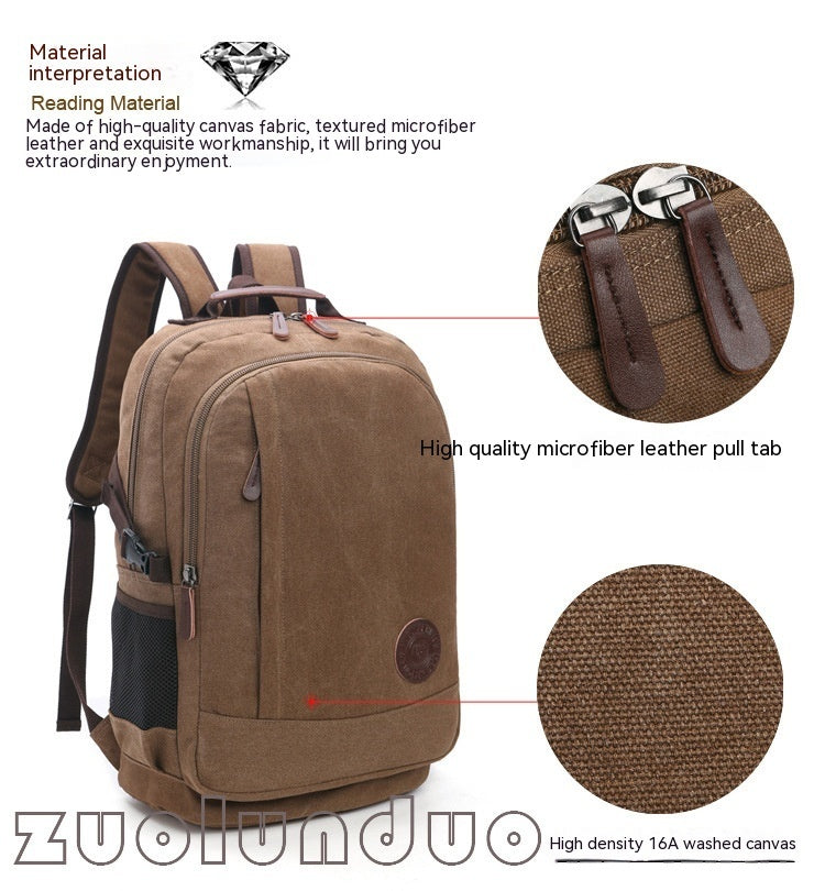 Washed Canvas Backpack – Retro Unisex Anti-Theft Travel & Street Bag